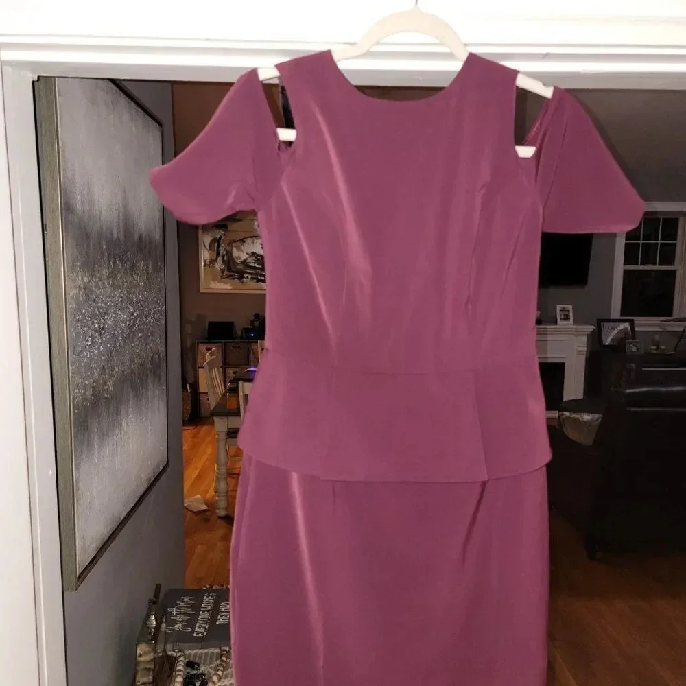 Ted Baker London Peplum Pippard Cold Shoulder Purple Sleeveless Dress SZ…